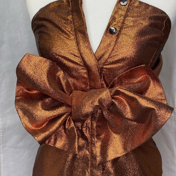 Kamperett Vuelo Copper Jacquard Strapless Dress - Picture 4 of 13